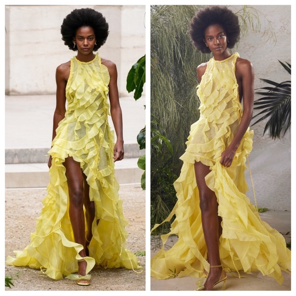 NWT Zimmermann Wonderland Yellow Ruffle Hi Low Dress